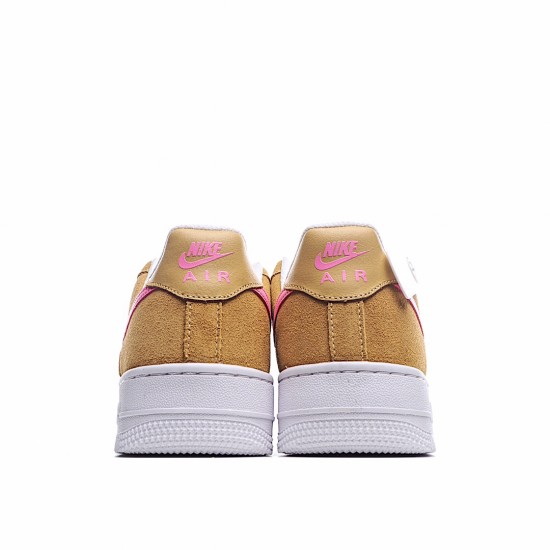 Nike Air Force 1 Low Flax/White/Pink Running Shoes DC1156 700 AF1 Unisex