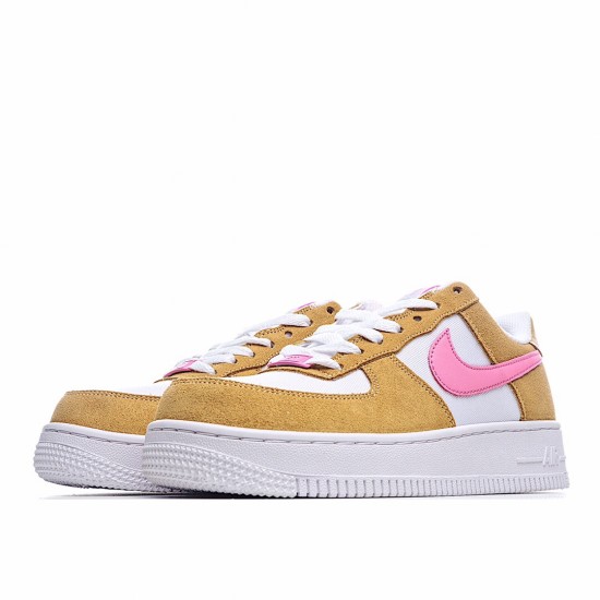Nike Air Force 1 Low Flax/White/Pink Running Shoes DC1156 700 AF1 Unisex