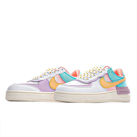 Nike Air Force 1 Shadow "Pale Ivory" Yellow/White/Purple WMNS Running Shoes AF1 CI0919 101