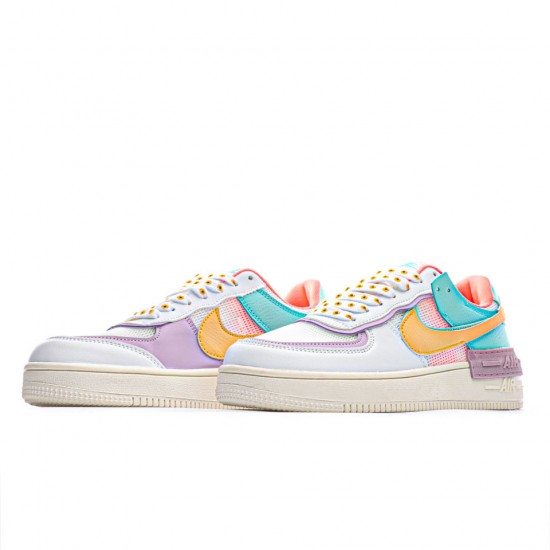 Nike Air Force 1 Shadow Pale Ivory Yellow/White/Purple WMNS Running Shoes AF1 CI0919 101