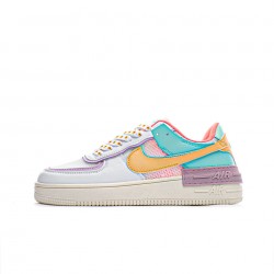 Nike Air Force 1 Shadow "Pale Ivory" Yellow/White/Purple WMNS Running Shoes AF1 CI0919 101