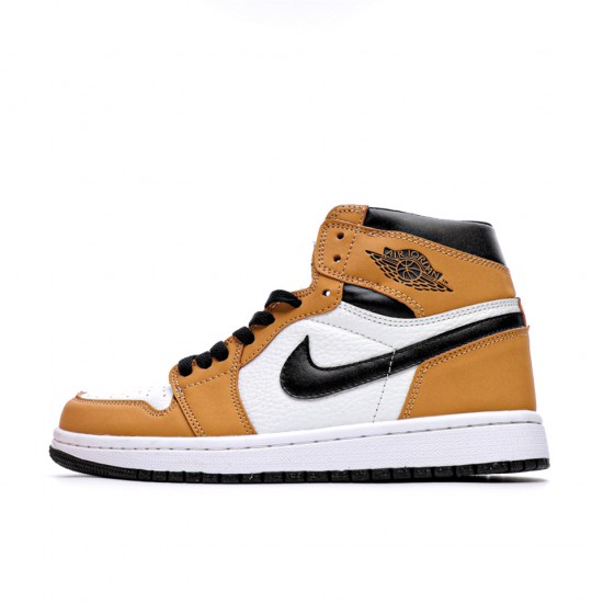 Air Jordan 1 Retro High "Rookie of the Year" Golden Harvest/Black-Sail 555088 700 Unisex AJ1 Basketball Shoes