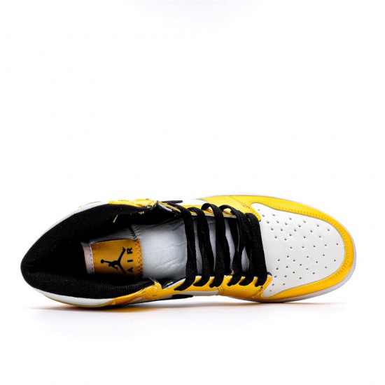 Air Jordan 1 Mid SE Lakers White/Yellow/Black 852542 700 Unisex AJ1 Basketball Shoes
