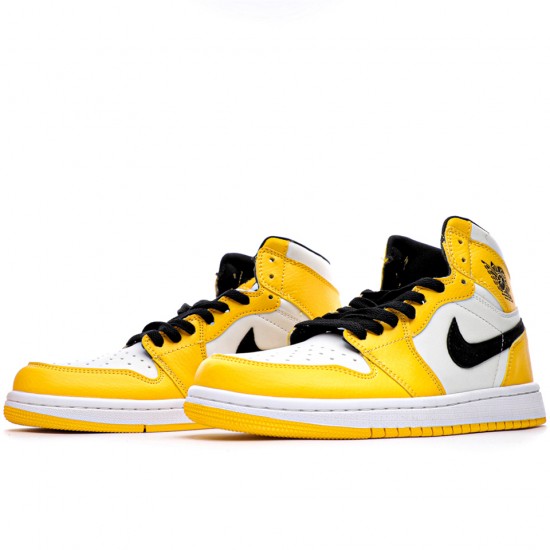 Air Jordan 1 Mid SE "Lakers" White/Yellow/Black 852542 700 Unisex AJ1 Basketball Shoes