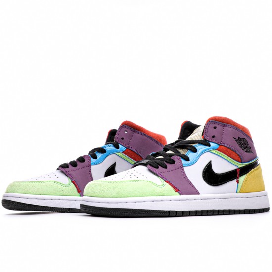 Air Jordan 1 Mid SE Multi-Color White/Black-Lightbulb-Team Orange CW1140 100 Unisex AJ1