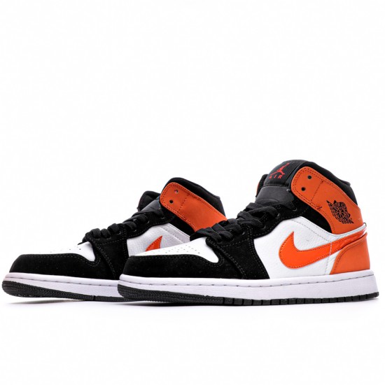 Air Jordan 1 Mid "Shattered Backboard" White/Orange/Black 554724 058 Unisex AJ1