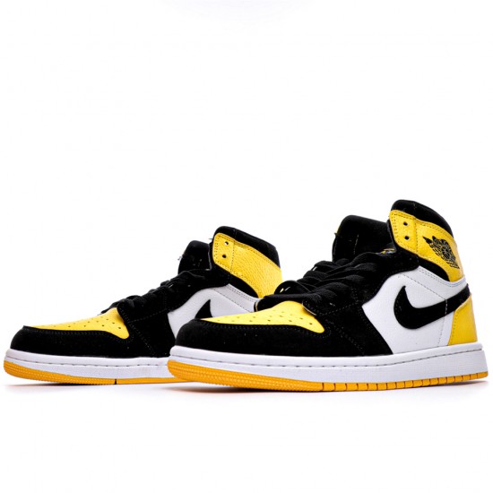 Air Jordan 1 Mid "Yellow Toe Black" Black/Varsity Maize-White 852542 071 Unisex AJ1 Basketball Shoes