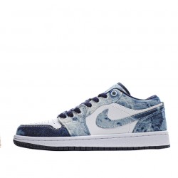 Air Jordan 1 Low "Washed Denim" White/Blue Casual Shoes CZ8455 100 AJ1 Unisex